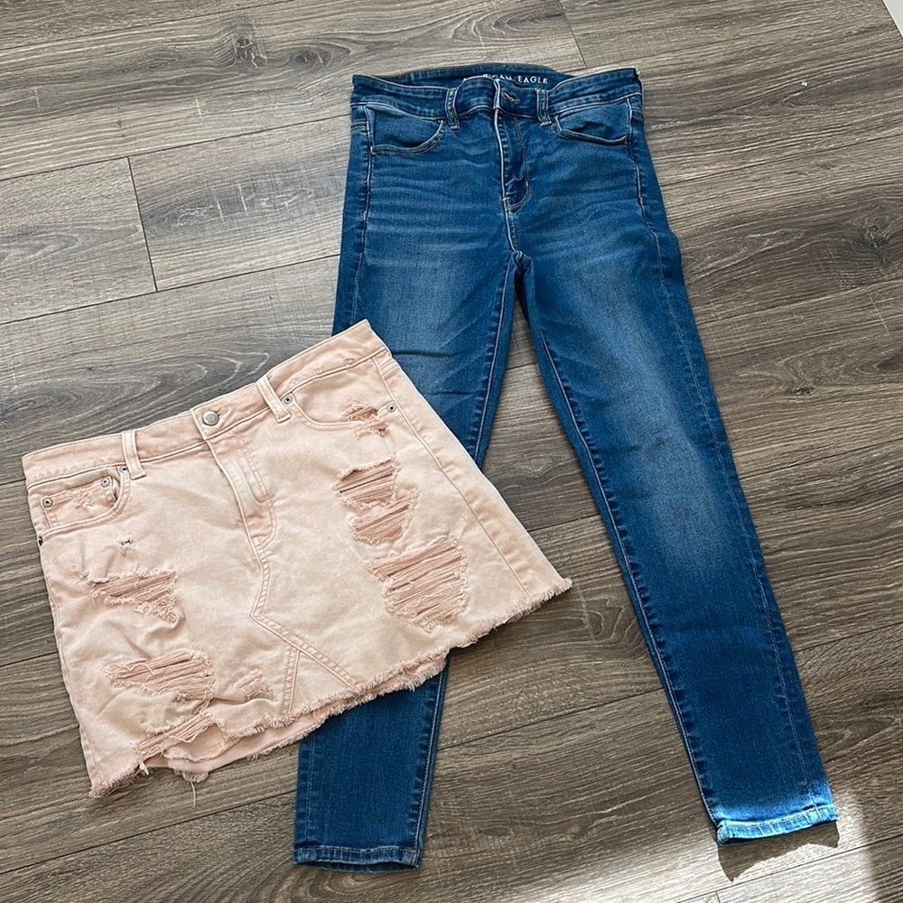 American Eagle Jean Skirt and Jeans Size 8 Short BUNDLE